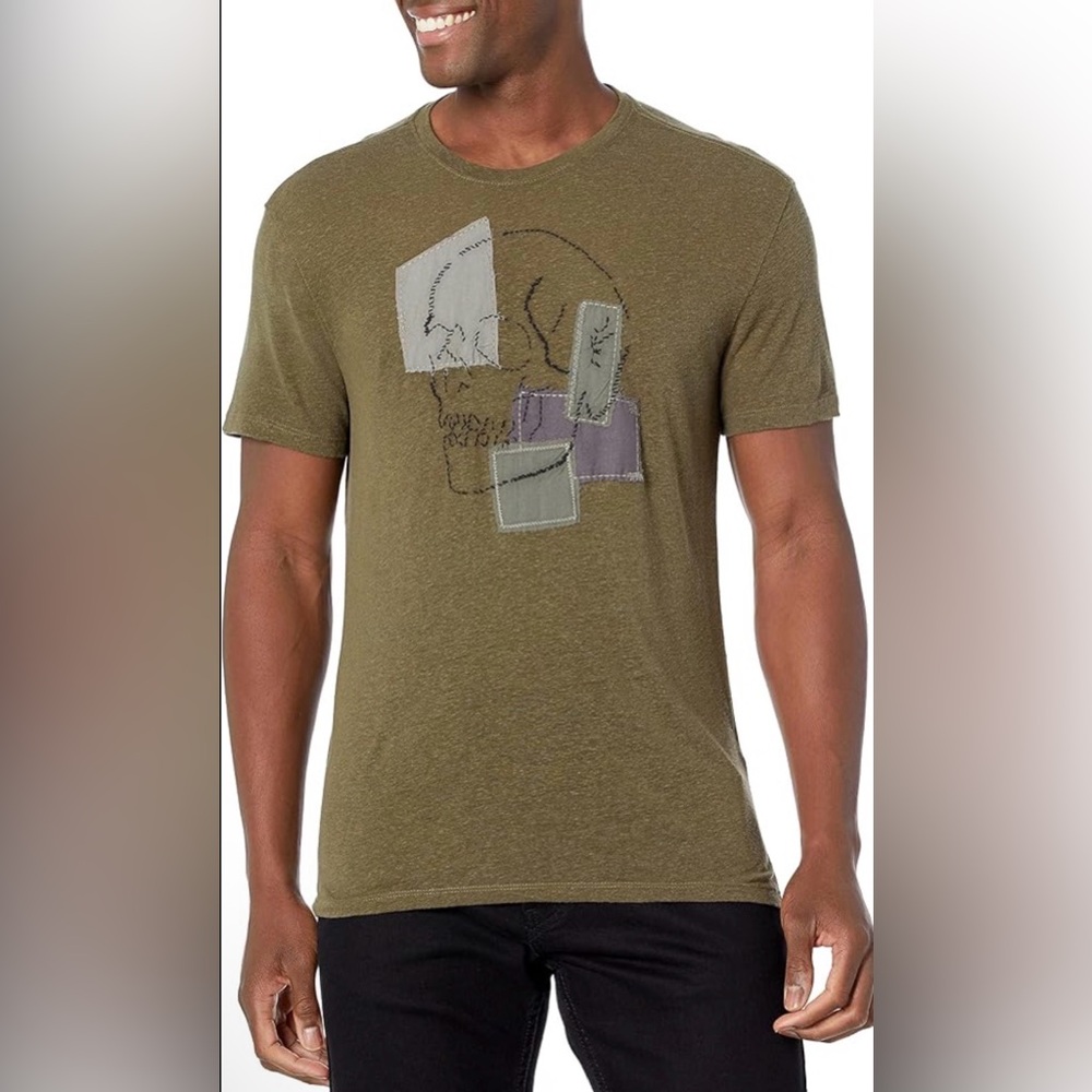 John Varvatos Olive Skull Patch T-Shirt